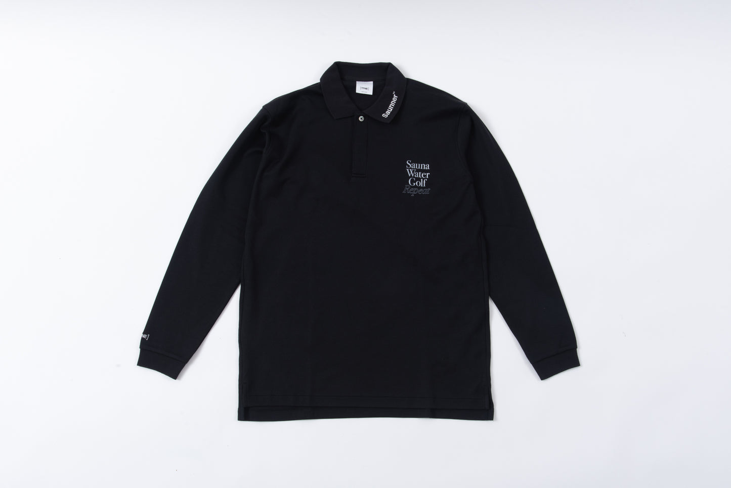 “Sauna Water Golf Repeat” Long Sleeve Polo Shirts - Black