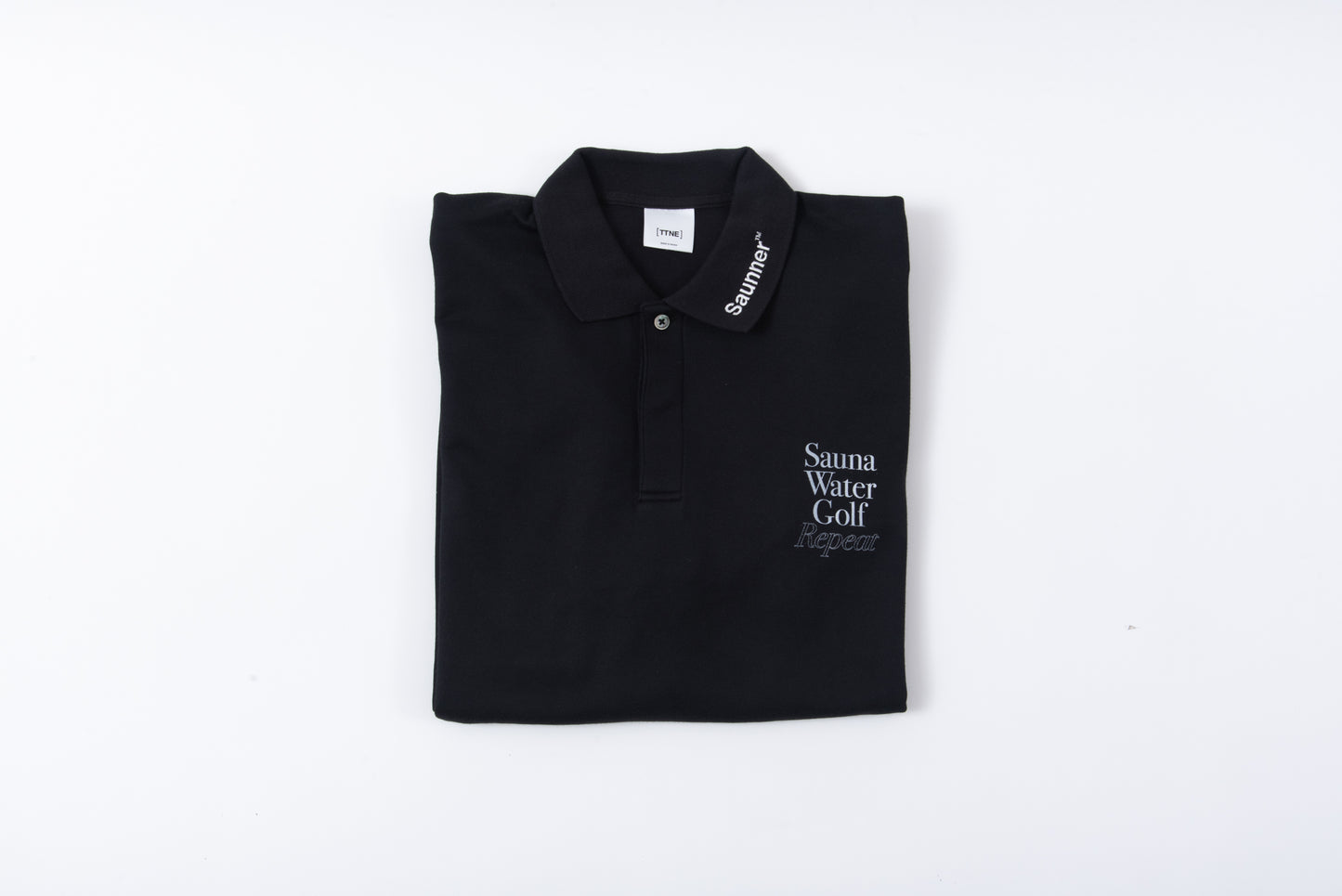 “Sauna Water Golf Repeat” Long Sleeve Polo Shirts - Black