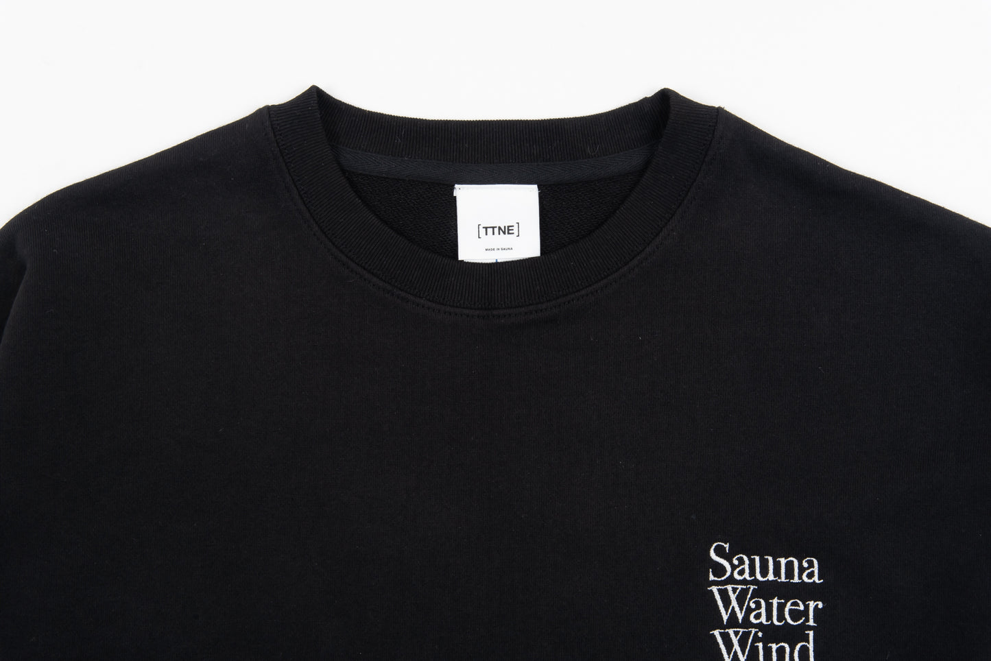 “SAUNA WATER WIND REPEAT”Crewneck Sweatshirts - Black