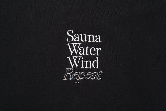 “SAUNA WATER WIND REPEAT”Crewneck Sweatshirts - Black
