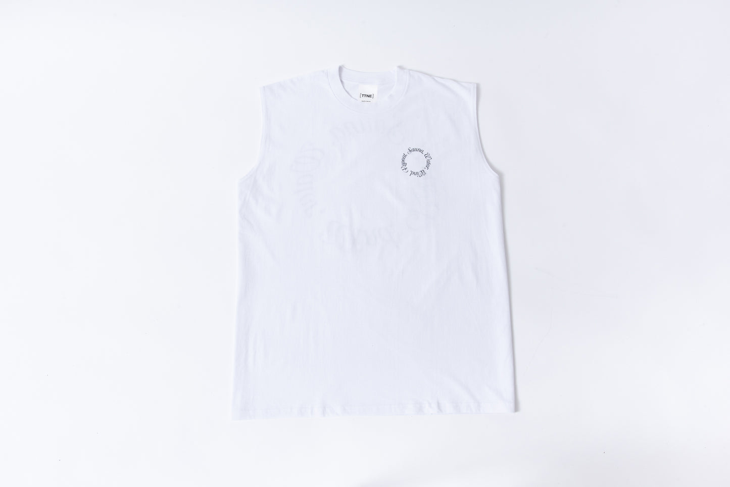No-Sleeve Tee”Repeat” - White