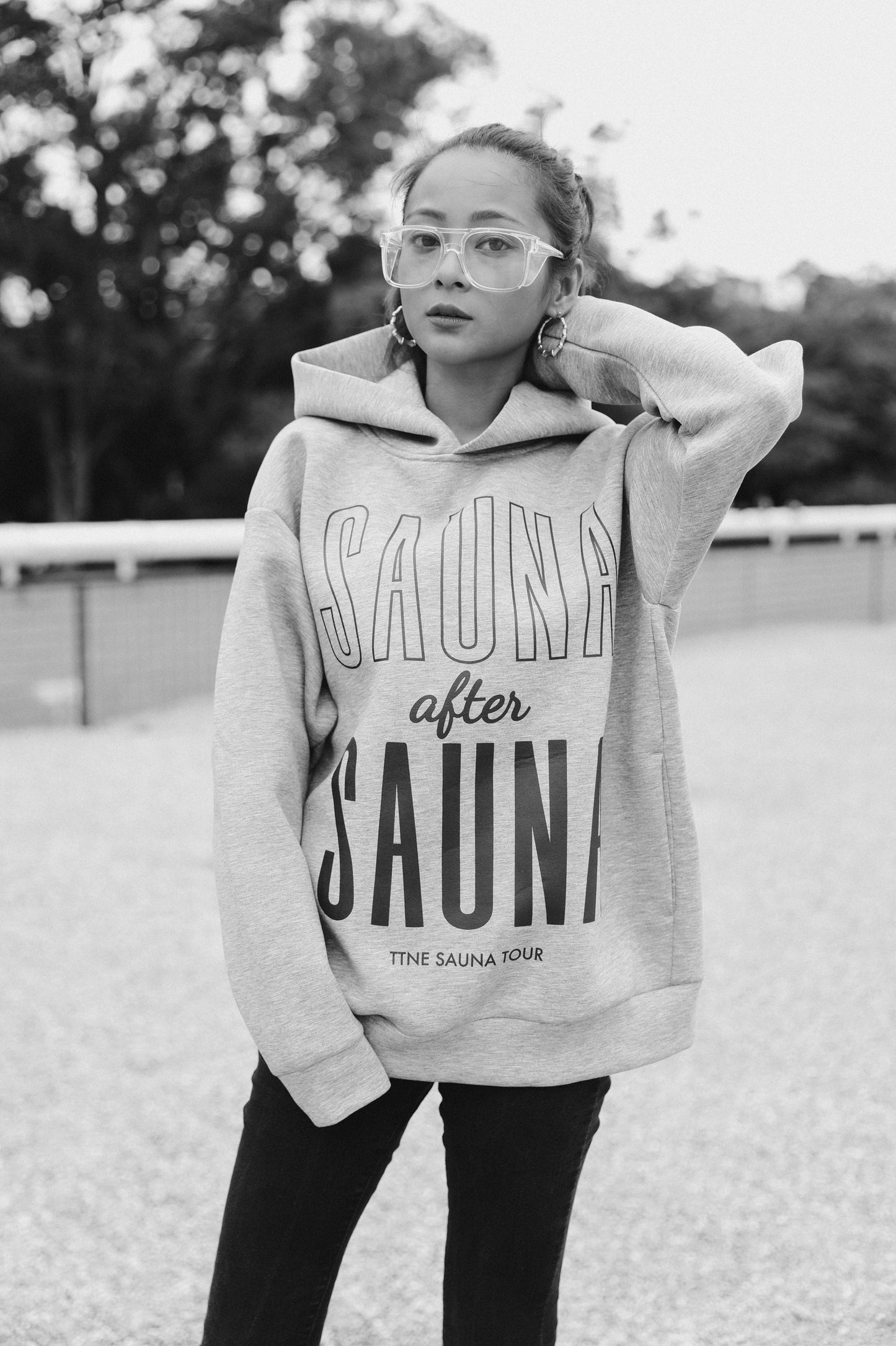 SAUNA after SAUNA Logo Hooded Sweatshirts - Gray