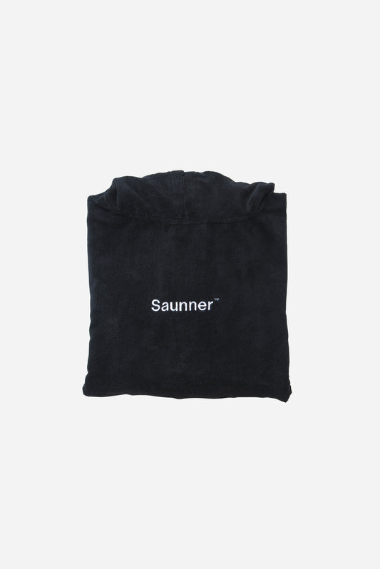 Saunner™️ Logo Hoodie Poncho Black