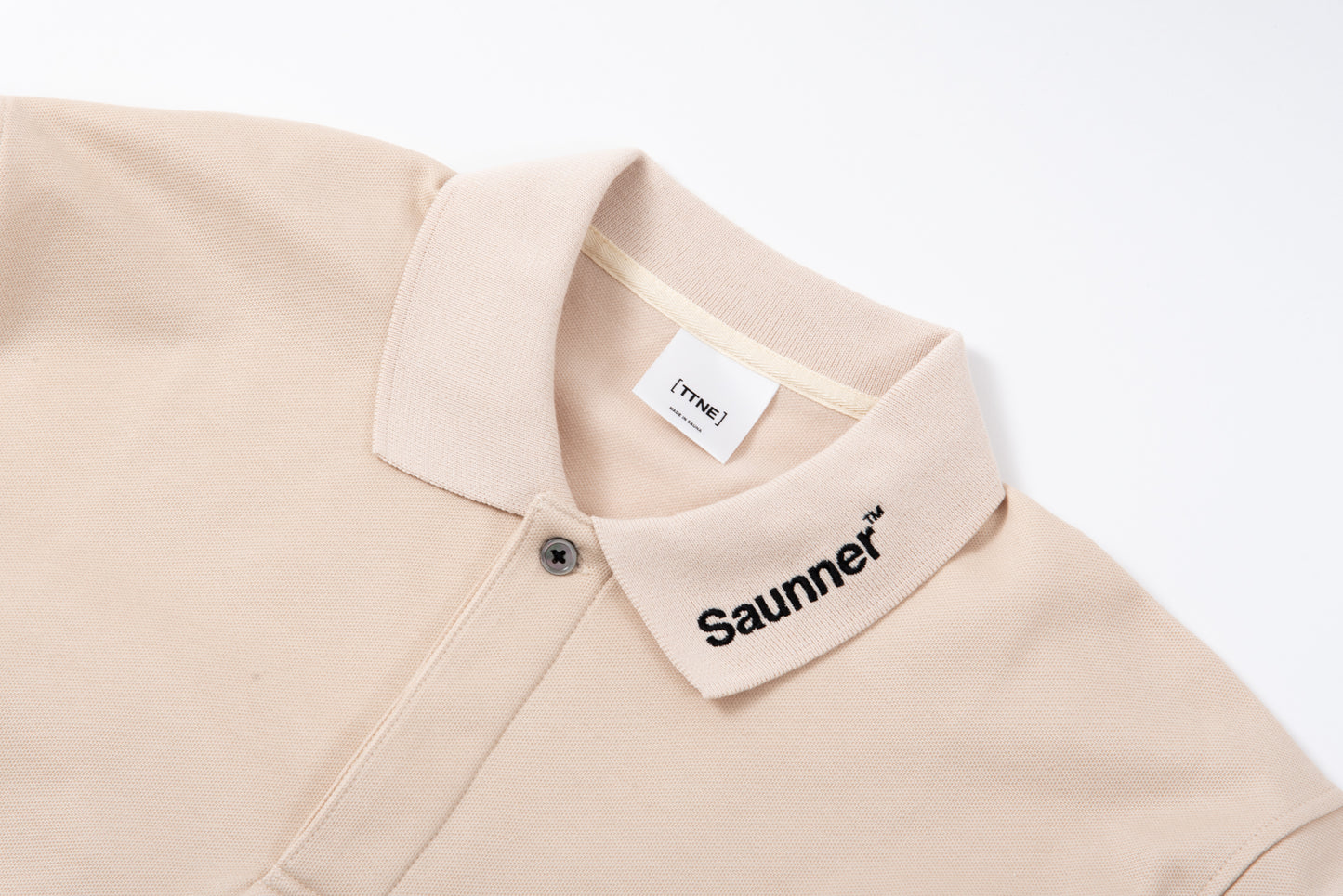 “Sauna Water Golf Repeat” Long Sleeve Polo Shirts - Beige