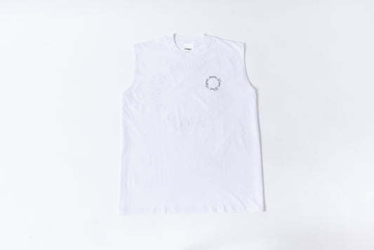 No-Sleeve Tee”Repeat” - White