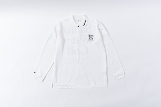 “Sauna Water Golf Repeat” Long Sleeve Polo Shirts - White