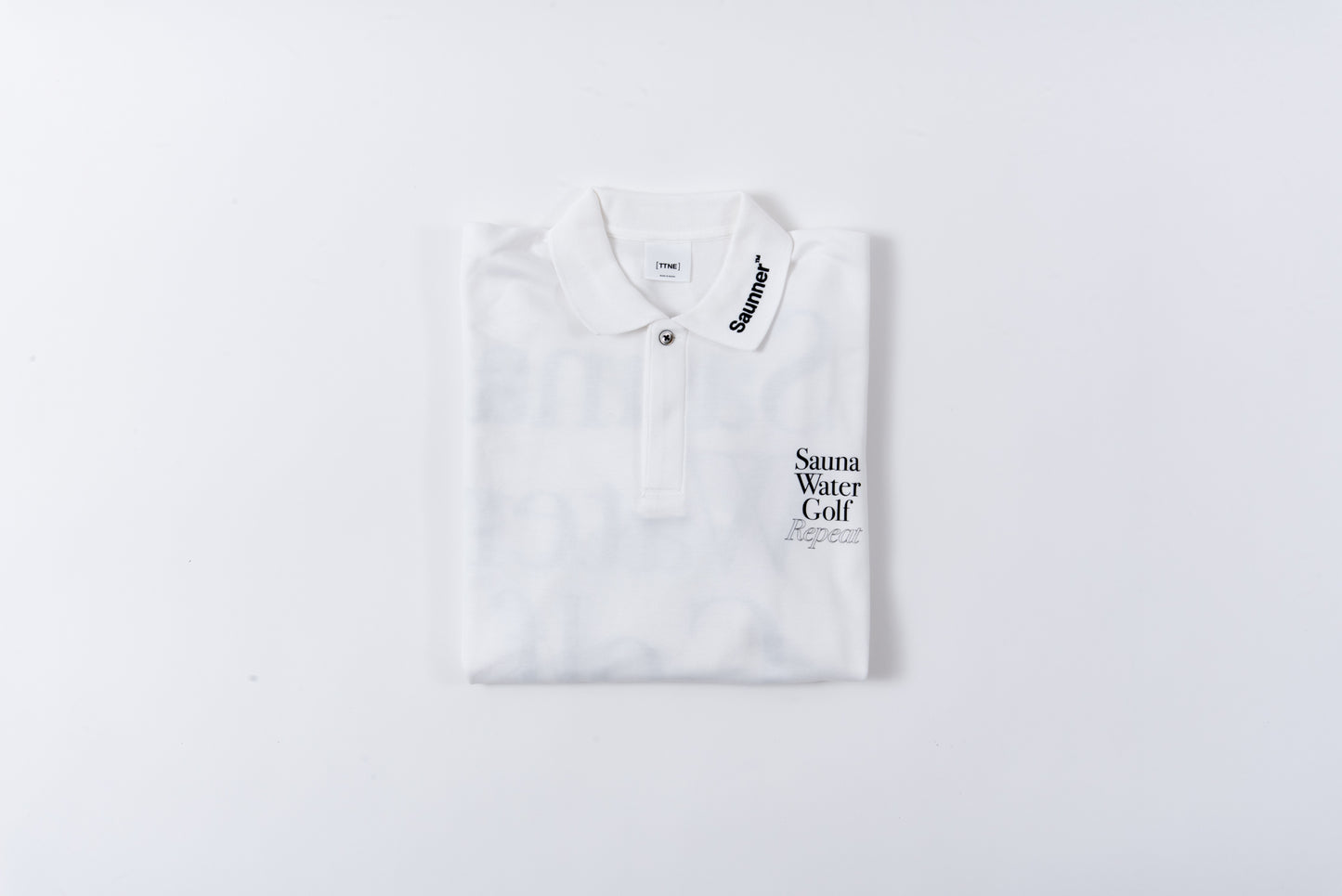 “Sauna Water Golf Repeat” Long Sleeve Polo Shirts - White