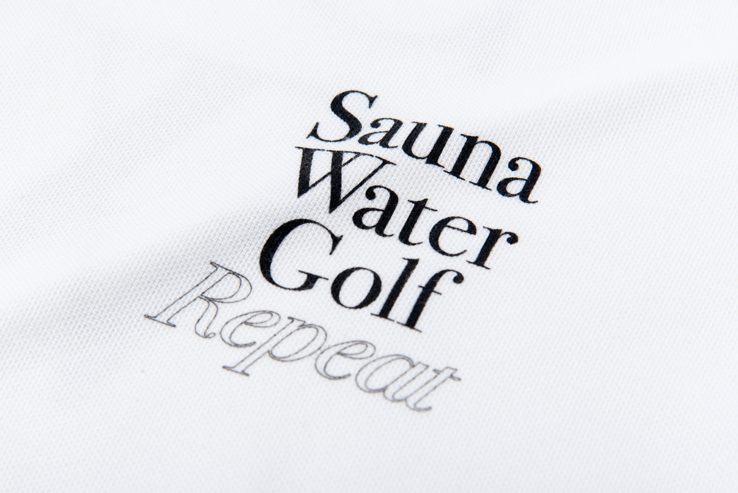 “Sauna Water Golf Repeat” Long Sleeve Polo Shirts - White