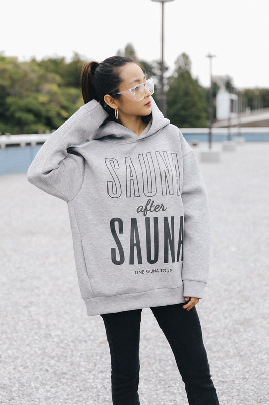 SAUNA after SAUNA Logo Hooded Sweatshirts - Gray