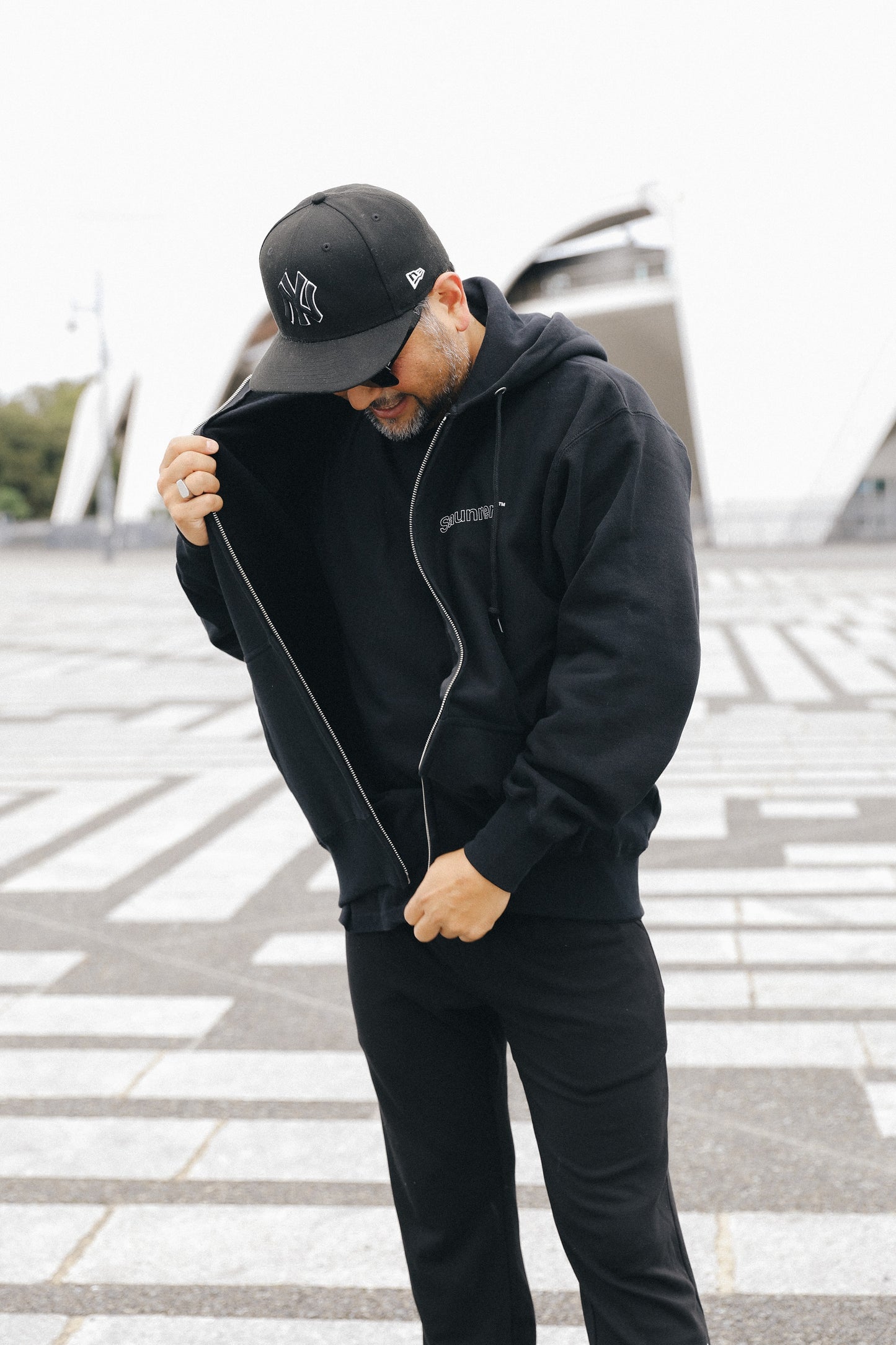 Saunner™️ Back to Black Zip Up Hooded Sweatshirt