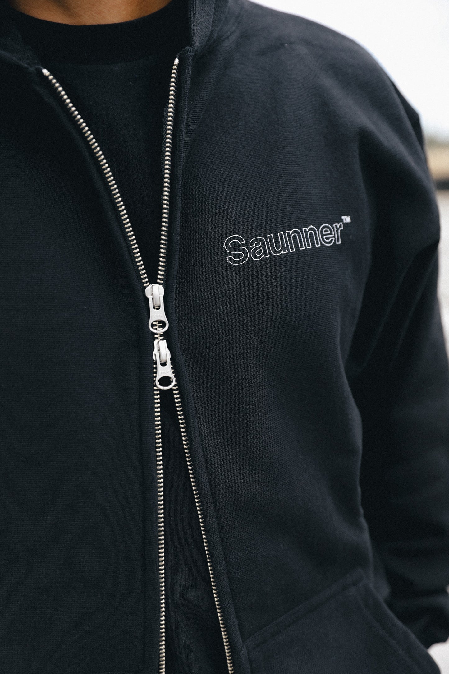 Saunner™️ Back to Black Zip Up Hooded Sweatshirt