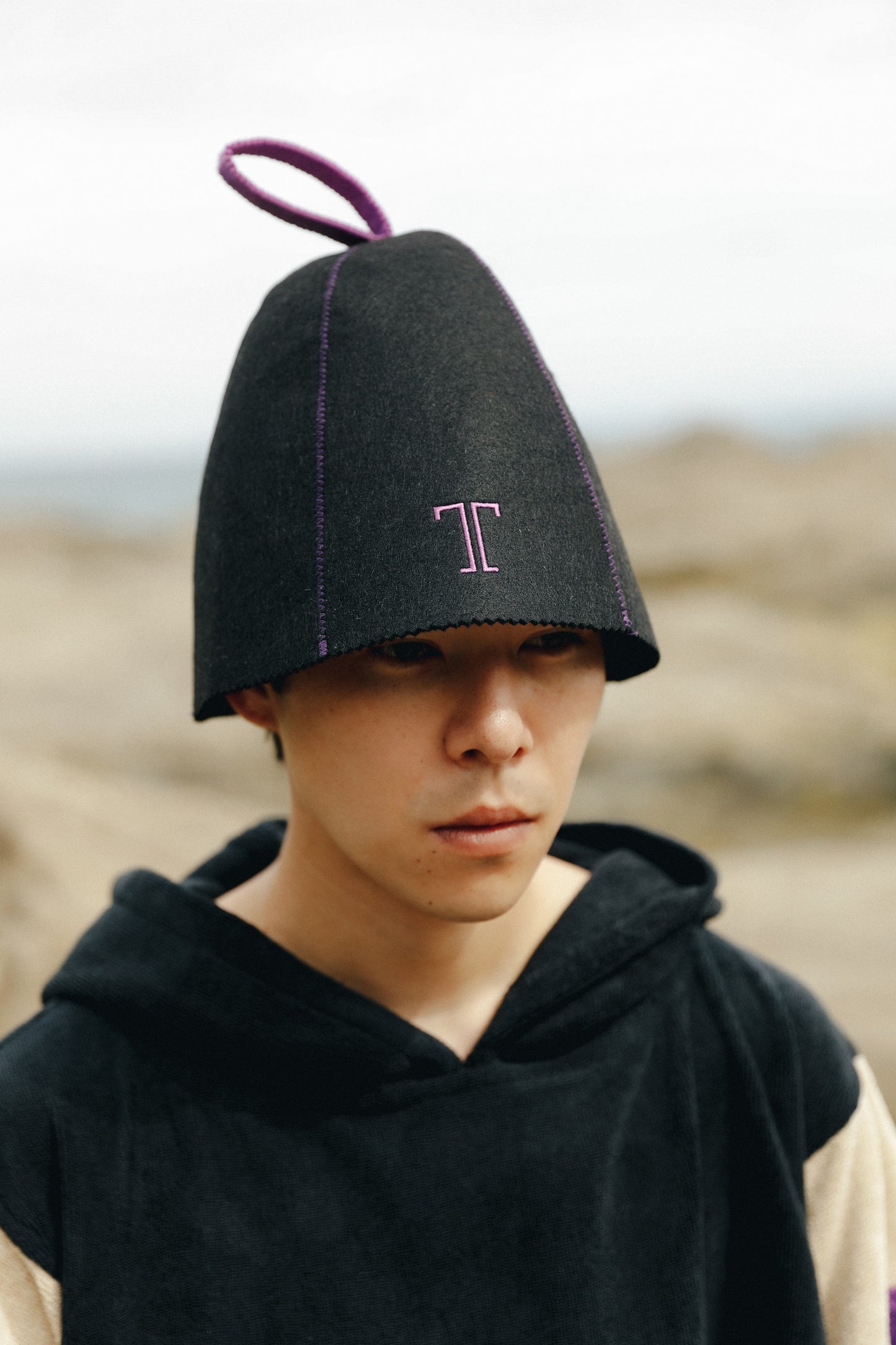T icon Multi-Color Sauna Hat - Purple/Black