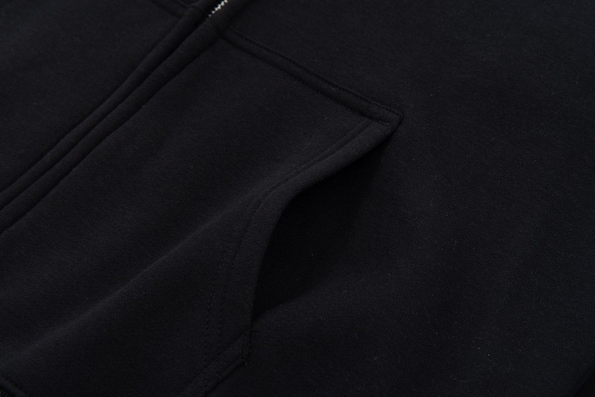 Saunner™️ Back to Black Zip Up Hooded Sweatshirt