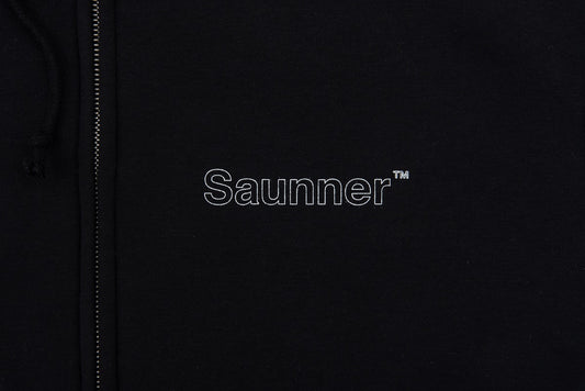Saunner™️ Back to Black Zip Up Hooded Sweatshirt