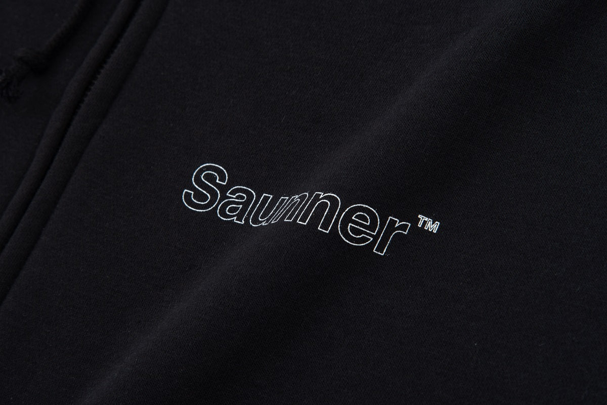 Saunner™️ Back to Black Zip Up Hooded Sweatshirt