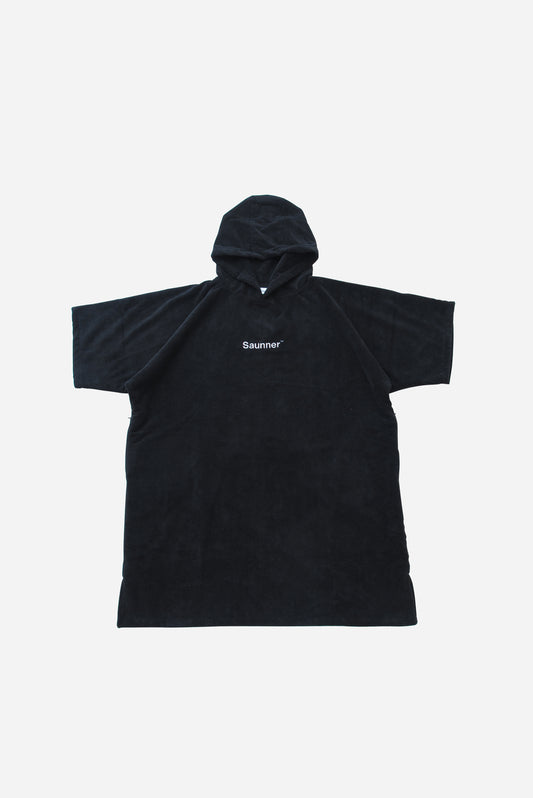 Saunner™️ Logo Hoodie Poncho Black