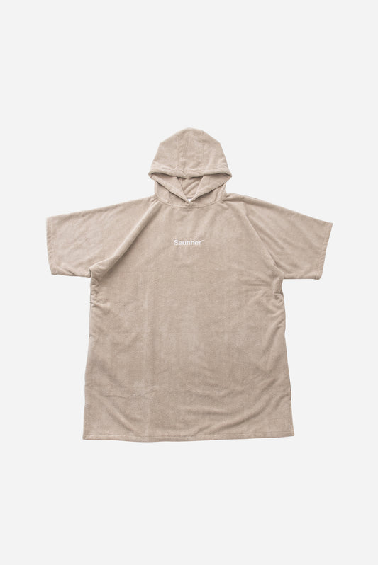 Saunner™️ Logo Hoodie Poncho Beige