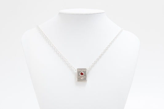 ［TTNE］Silver925 Necklace"Sauna Switch"with Garnet Stone